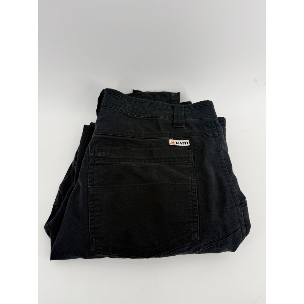 LIVSN Flex Canvas Pants Mens 38x32L Black Outdoor Hiking Work Trousers